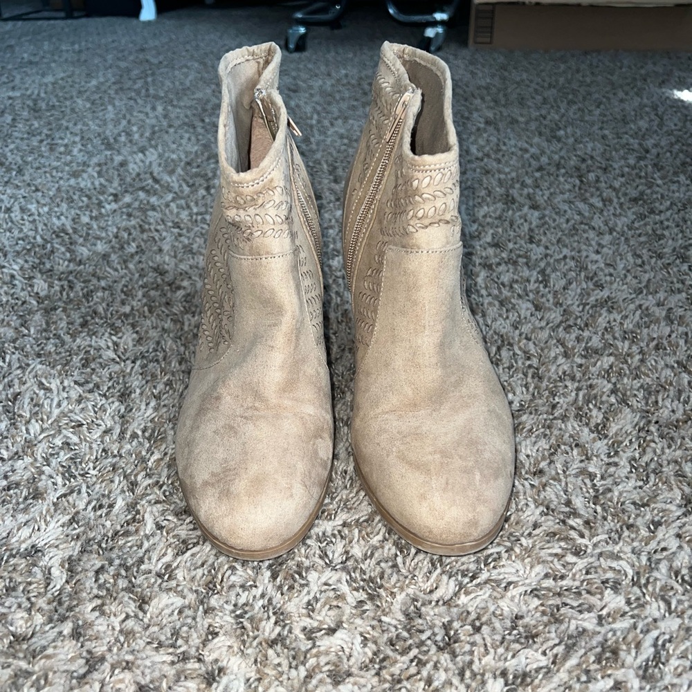 A.N.A Tan Suede Heeled Booties Size 11 - Picture 3 of 7